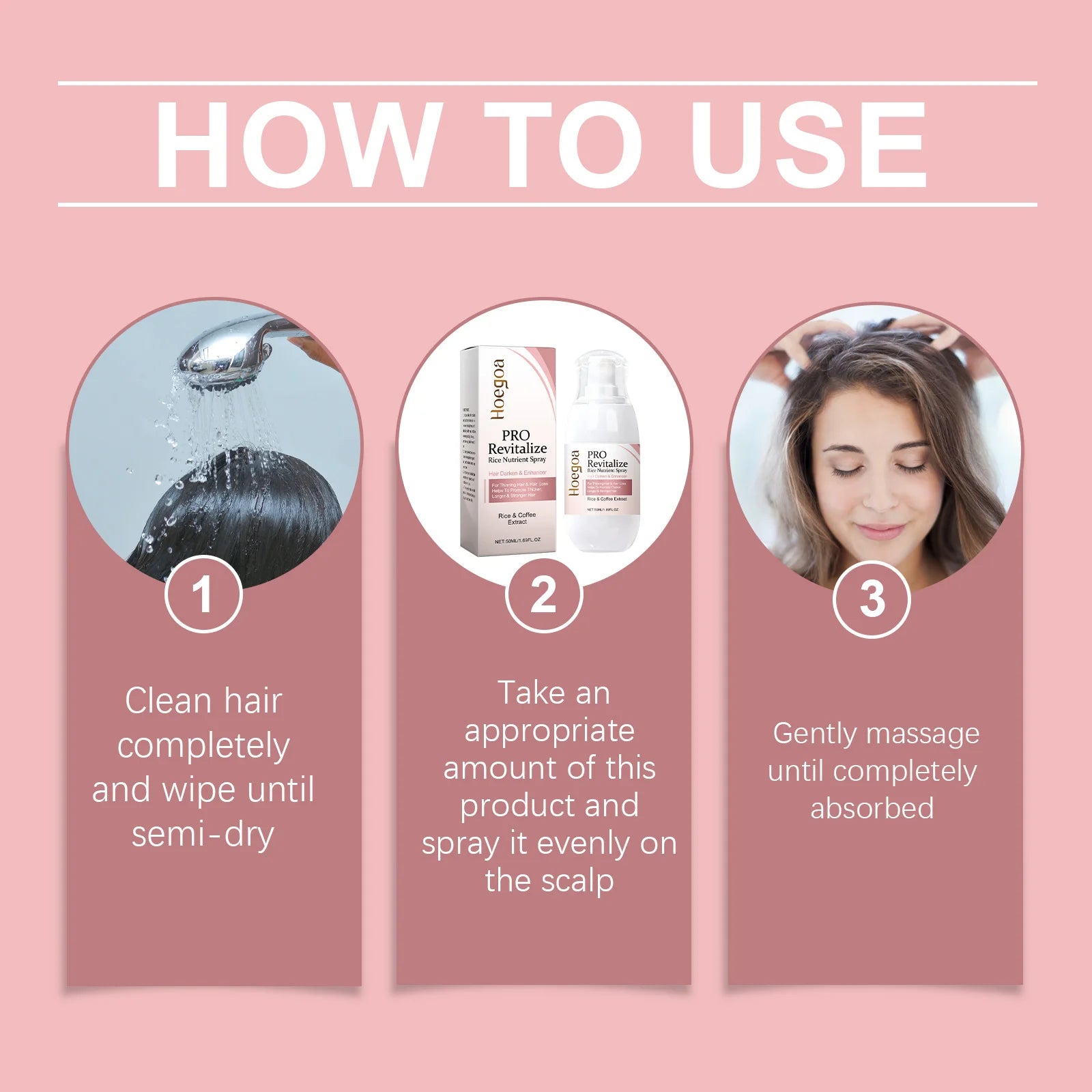 Fermented Rice Water Hair Growth Essential Hair Re-g-rowth Oil Scalp Treatment Hair Fall Control Serum Plant Dense Hair Spray