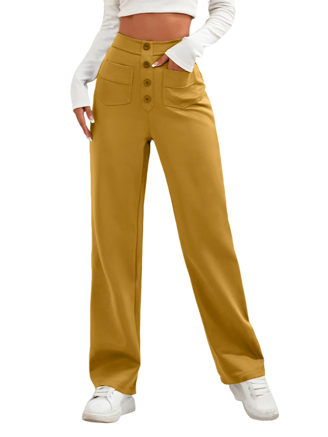 Women Sweatpants 2024 High-Waisted Multi-Pocket Cargo Pants Elegant Full-Length Casual Pants
