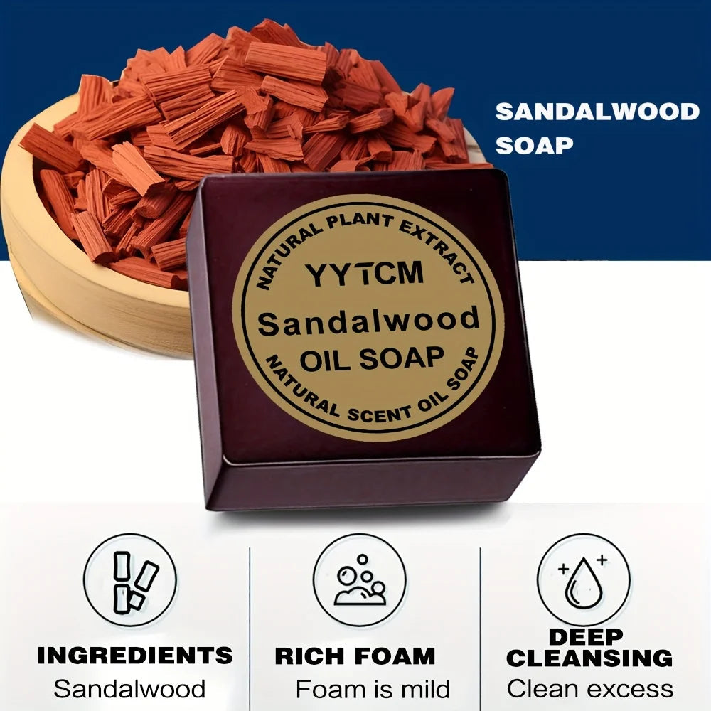 Sandalwood Soap, Men's Fragrance Soap, Long-Lasting Light Fragrance, Bath, Hand-Washing, Face-Washing Soap, Gentle Skin Care, Gift-Giving, Personal Use 65G/Piece Halalzen