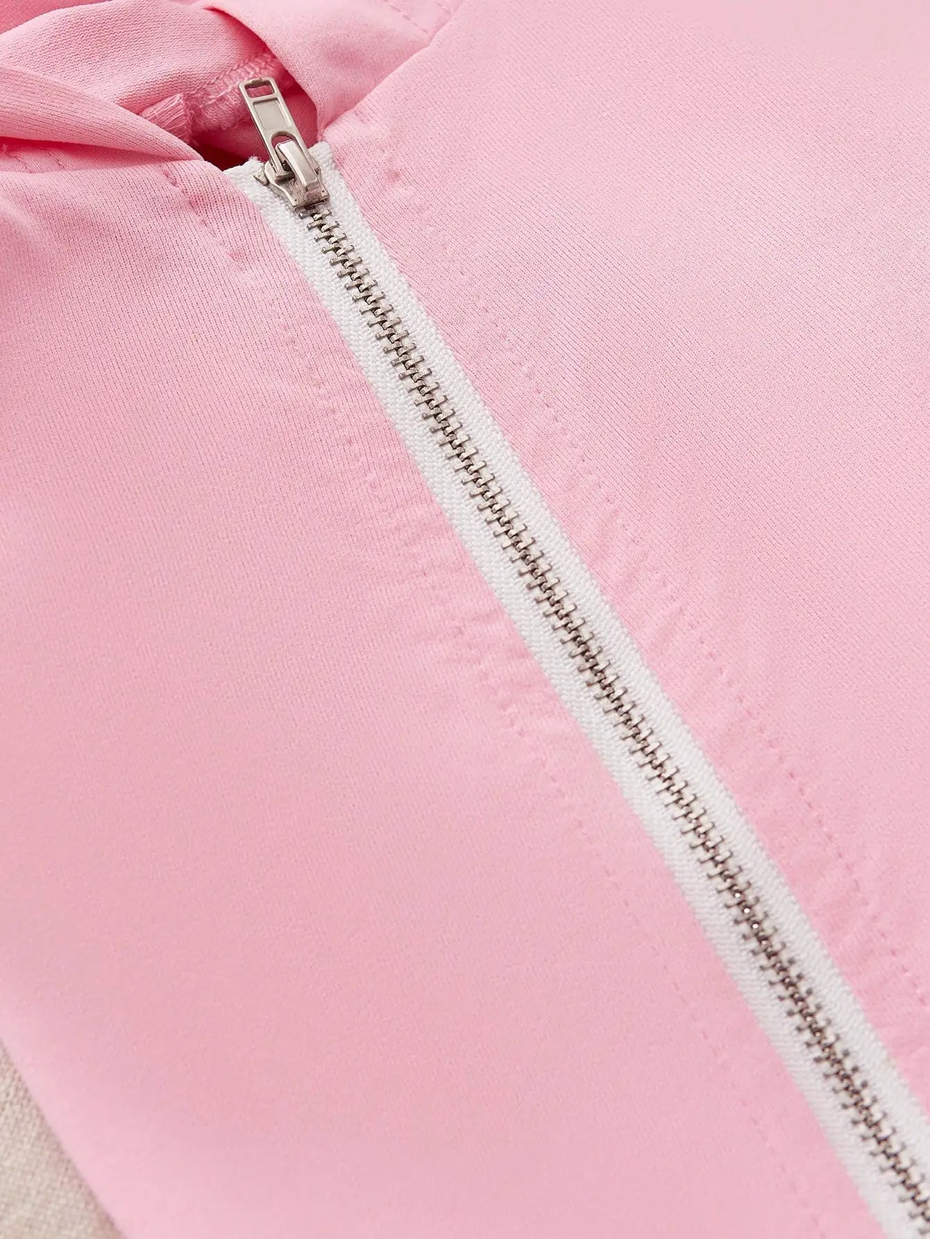 Women's Pink Zipper Sportswear Set of 2 Pieces Jogger Letter Printed Jogging Sportswear Hoodie and Sweatpants Set