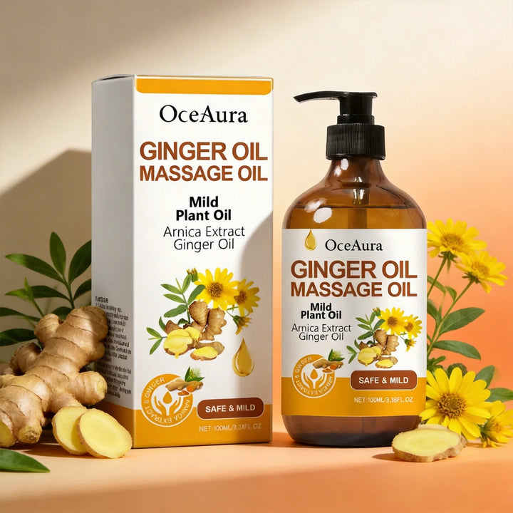 OceAura 100ml Ginger Massage Essence Oil  Ginger Care Essence Oil Body Massage Daily Care Firming Skin