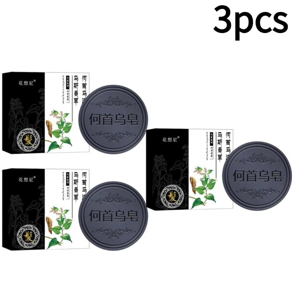 1-5pcs Hair Darkening Shampoo Soap Bar Polygonum Multiflorum Shampoo Soap White Hair Color To Black Hair Nourishing Shampoo Soap