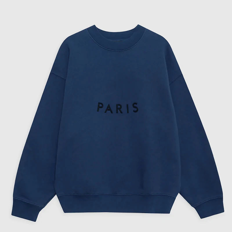 Autumn and winter new North American niche AB front felt patch embroidered fleece women's plus fleece round neck sweatshirt