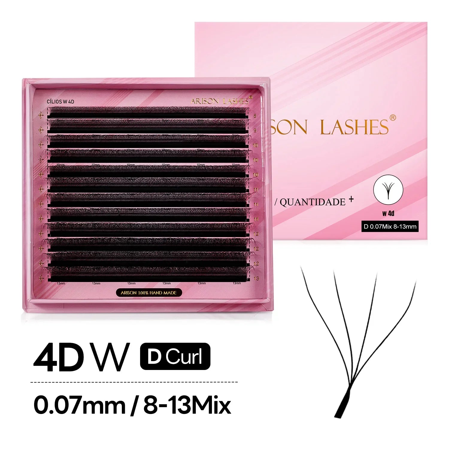 ARISON Plus 2 in 1 YY/3D/4D/5D W Lashes Magnetic Carton Premade Volume Fans Eyelashes Extension YY W-shape Eye Lashes For Whole