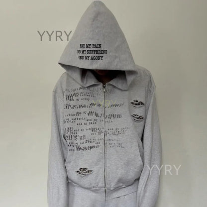 European and American y2k printed letter pullover sweatshirt long sleeved pullover hoodie