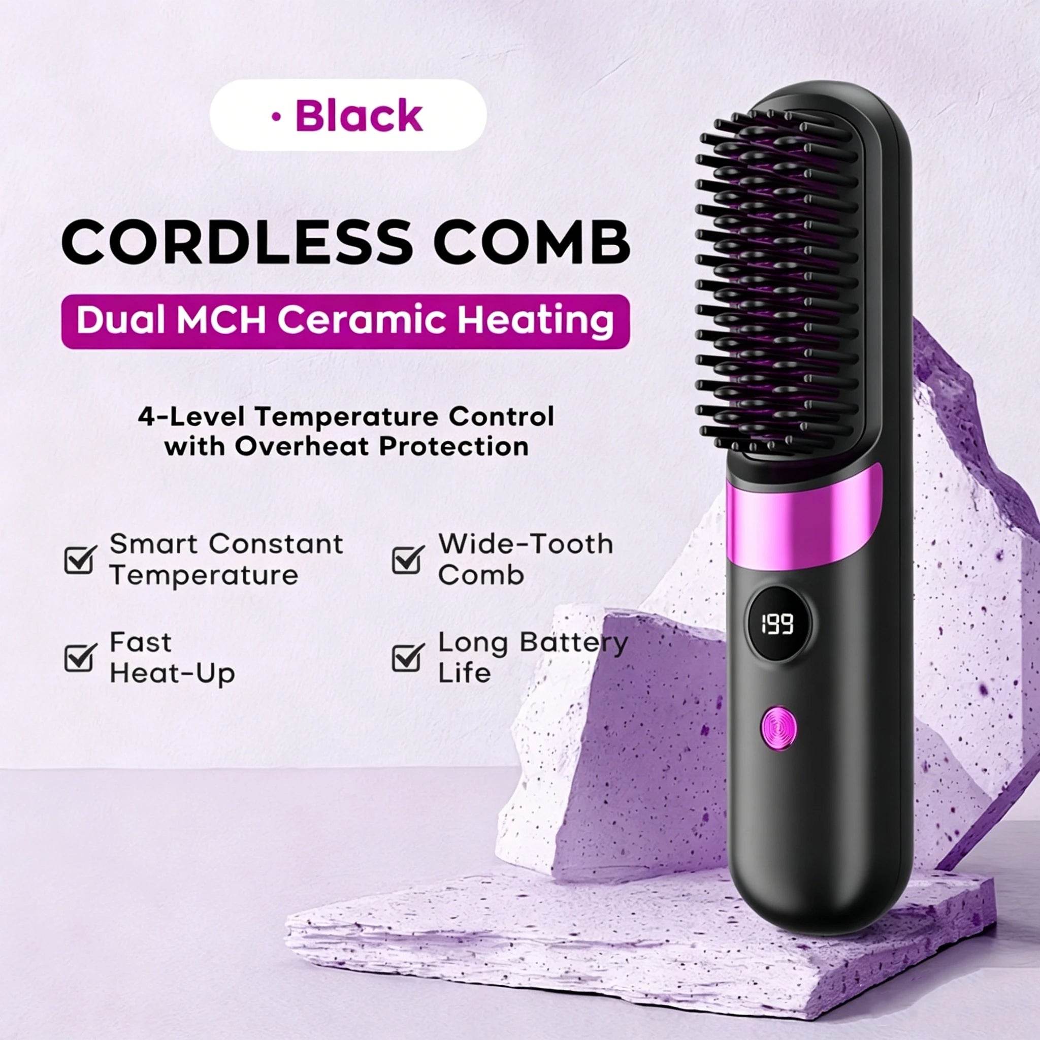 Hair Straightener Brush Fast Heating Anti Frizz Instant Salon Smooth Hair Styling Tool for Natural Black Woman Hair