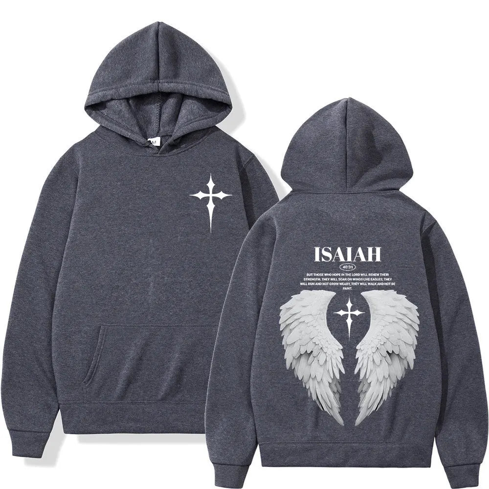 Aesthetic Christian Jesus Wing Bible Verse Hoodies Men Women Fashion Harajuku Oversized Sweatshirt Casual Loose Fleece Pullovers