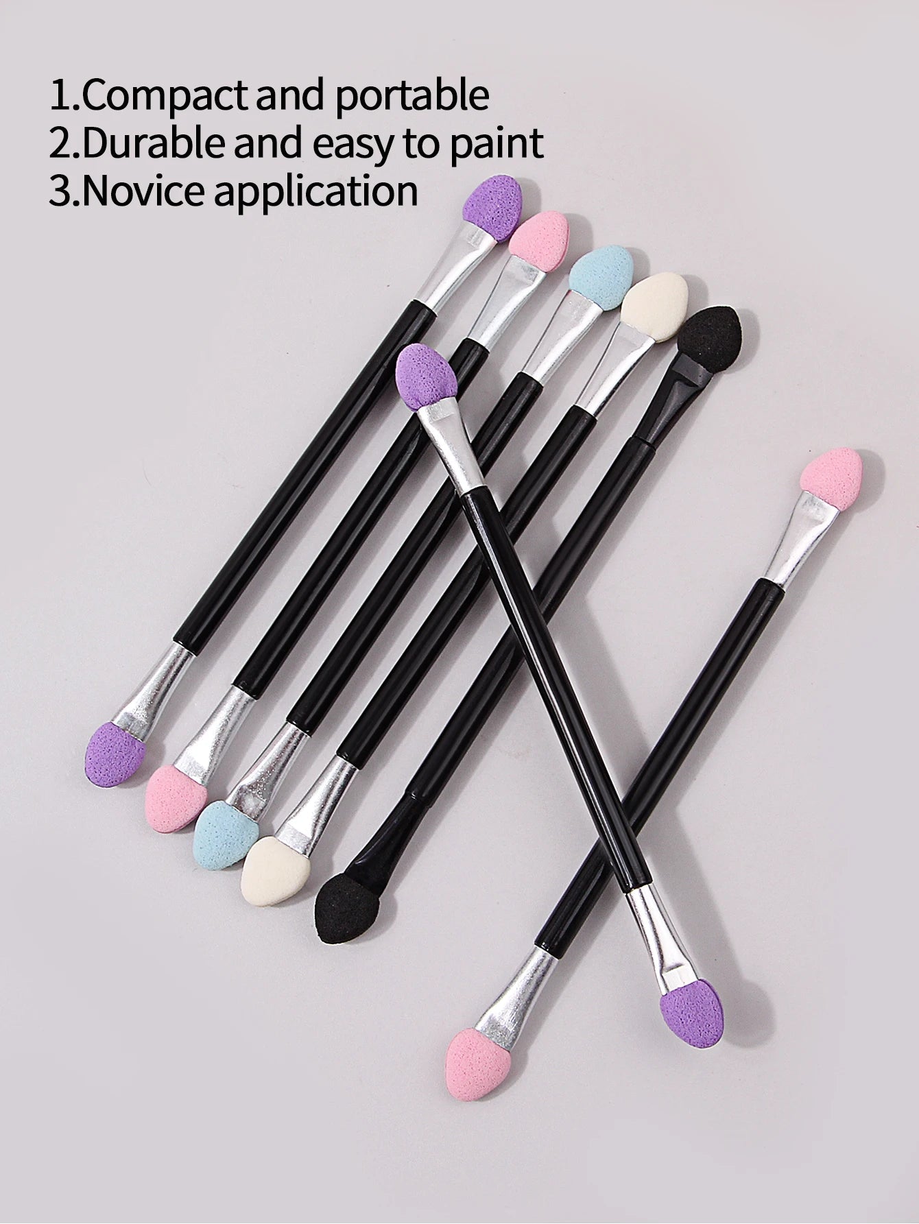 50PCS Double-Ended Eyeshadow Brushes Fashion Useful Long Handle Sponge Stick Applicators Lip Eye Brow Brush Beauty Makeup Tool Halalzen