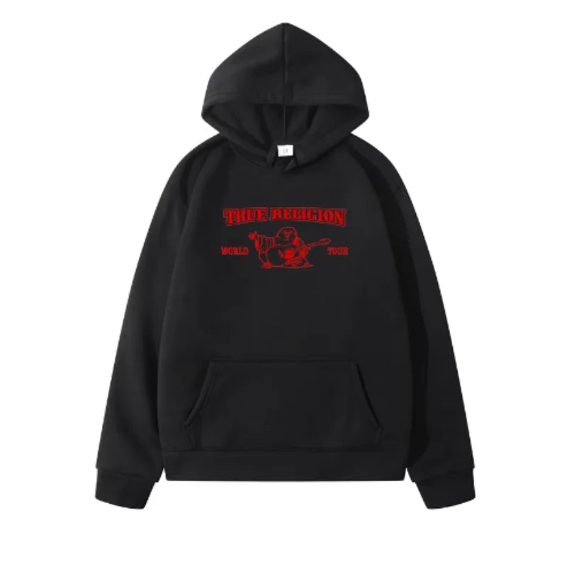 True Religion Letter Printing Streetwear Winter Fleece Hoodie For Men's /Women‘s Pullover Harajuku Casual Fashion Oversized Tops