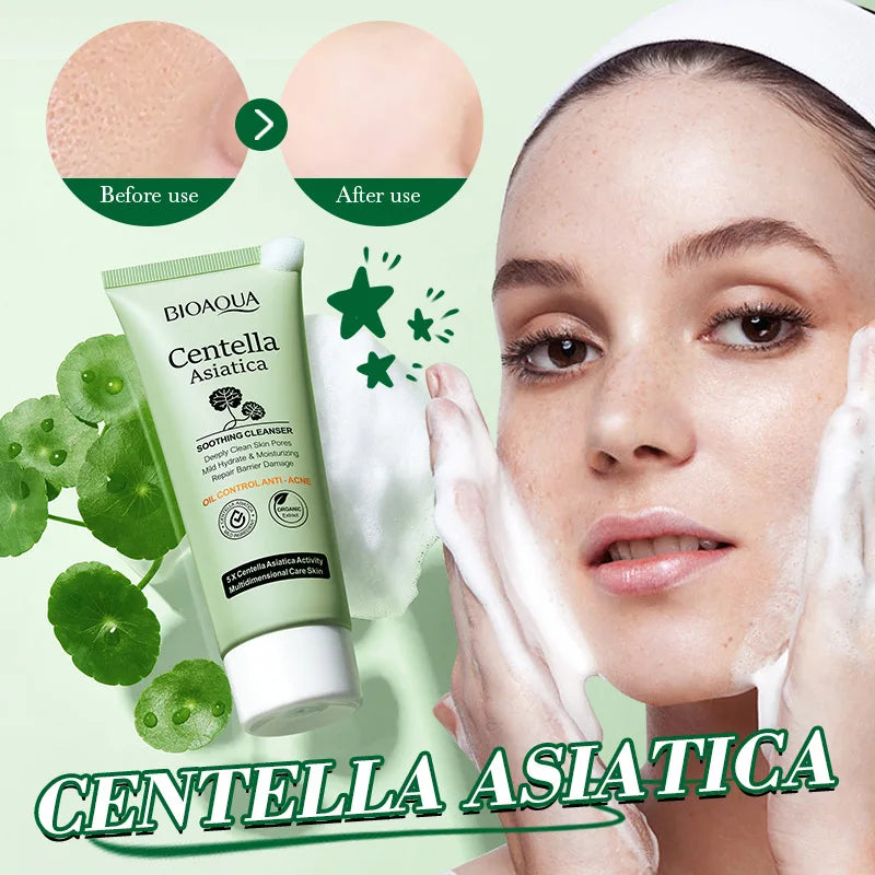BIOAQUA Centella Asiatica Facial Cleanser Moisturizing Oil Control Face Cleansing Face Wash Foam Facial Cleanser Skin Care Halalzen
