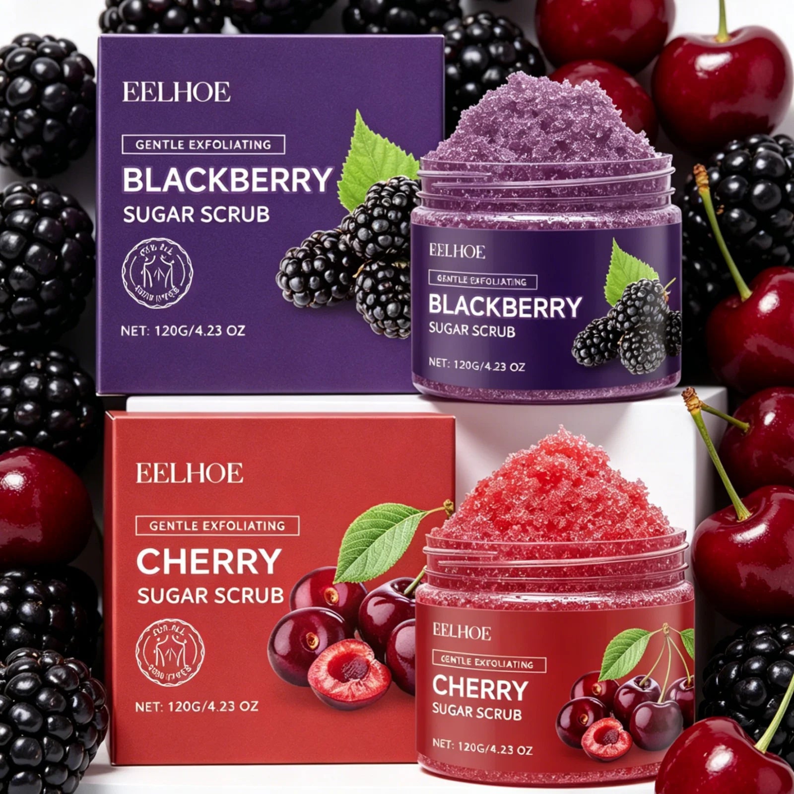 EELHOE Body Scrub Dead Skin Removal Smoothing Skin Brightening Deep Moisturizing Natural Ingredients Mild Exfoliating Scrub 120g