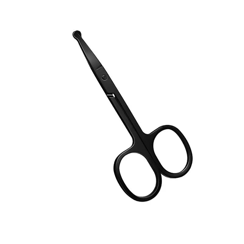 1PC Silver Mirror Light Black Round Head Safety Nose Hair Scissors Neutral Stainless Steel Scissors Halalzen