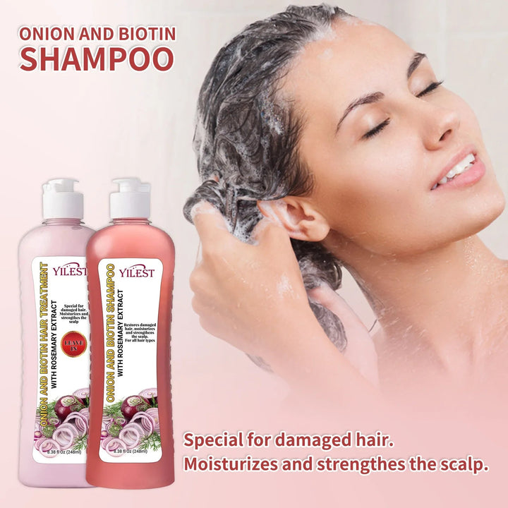 YILEST Onion Biotin Rosemary Shampoo Set Nourishes Hair Roots Restores Hair Luster Improves Hair Quality, Hair Care Cleanliness Halalzen