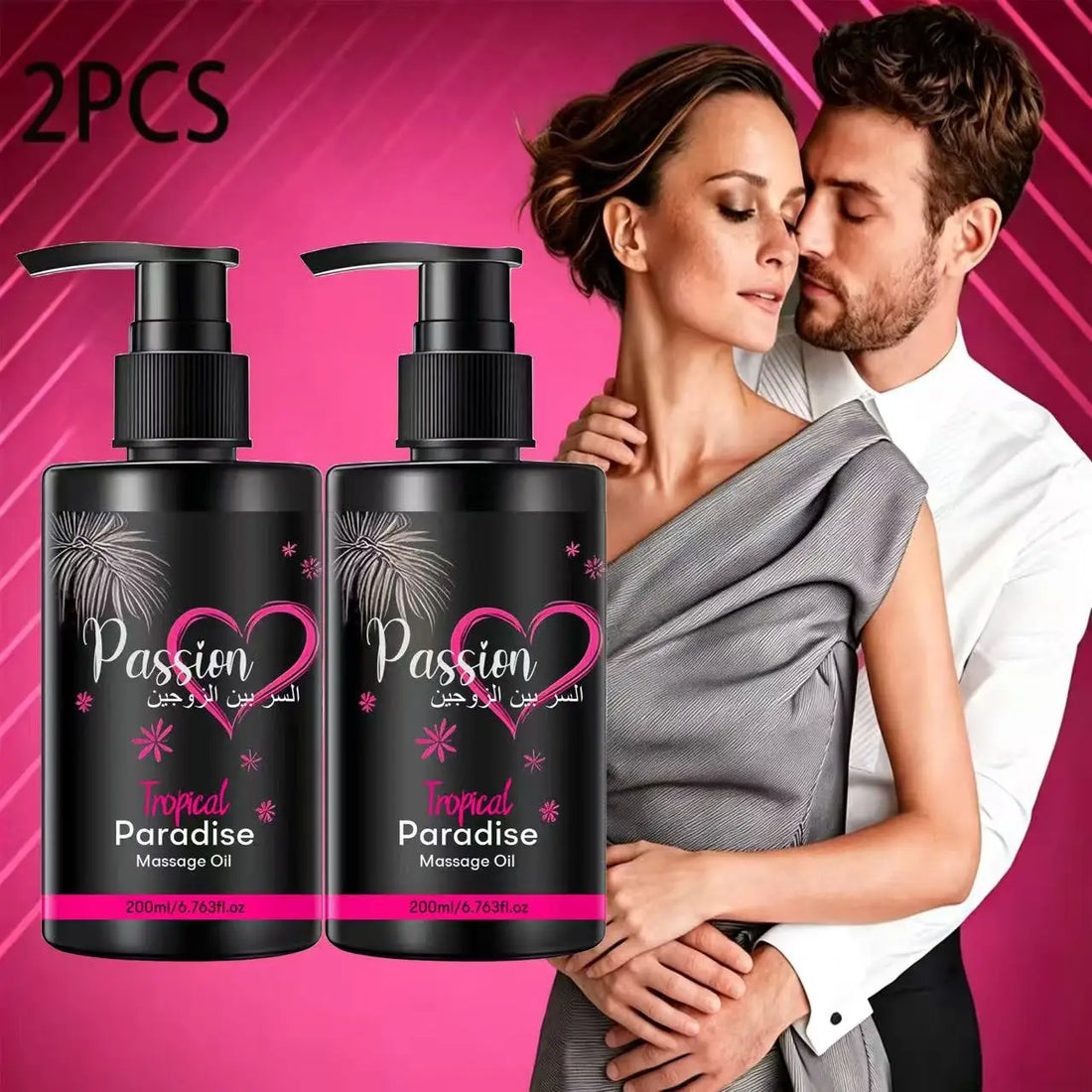 2PCS Sensual Body Oil for Couples, Enriched with Sweet Almond, Jojoba, and Lightweight, Fast-Absorbing Formula Hydrates Skin.