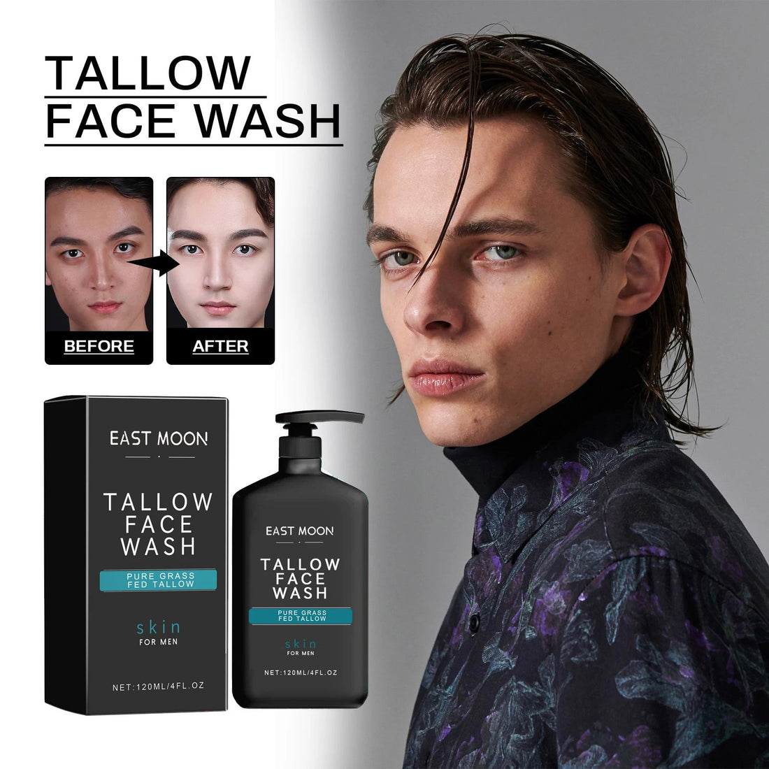 Men Facial Cleanser Lotion Remove Acne Blackhead Prevent Clogged Pores Oil Controll Exfoliator Refreshing Facial Cleaning Cream Halalzen