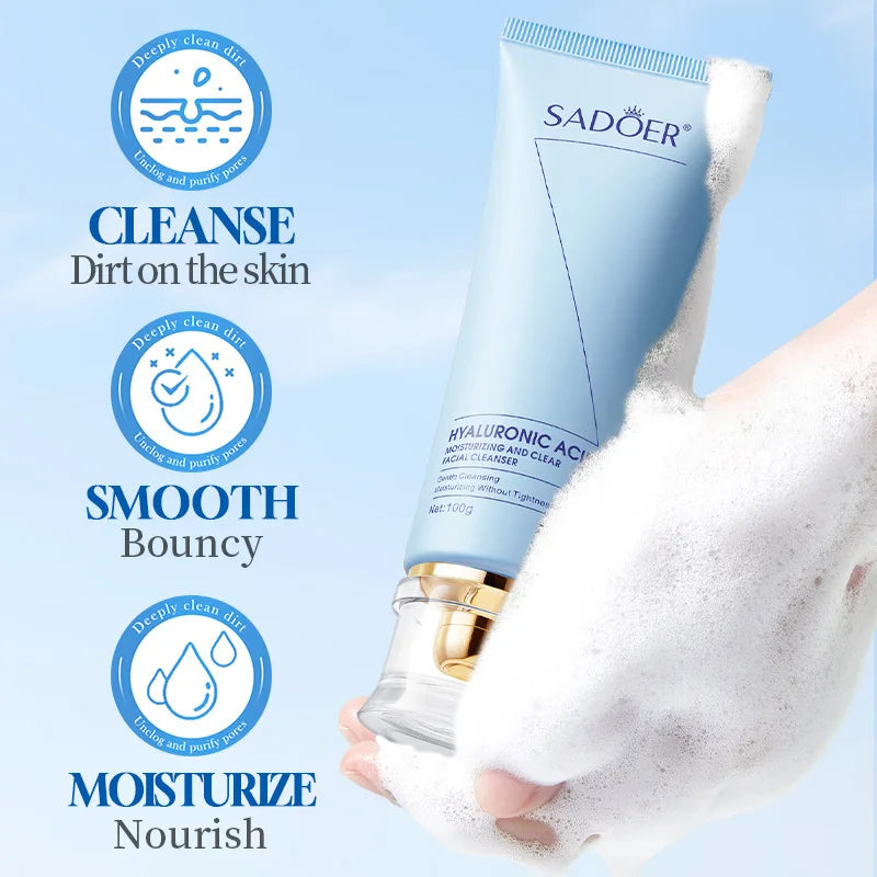 SADOER Amino Acid Gentle Face Wash Salicylic Acid Anti Acne Hyaluronic Acid Moisturizing Cleanser For Oily Skin Halalzen