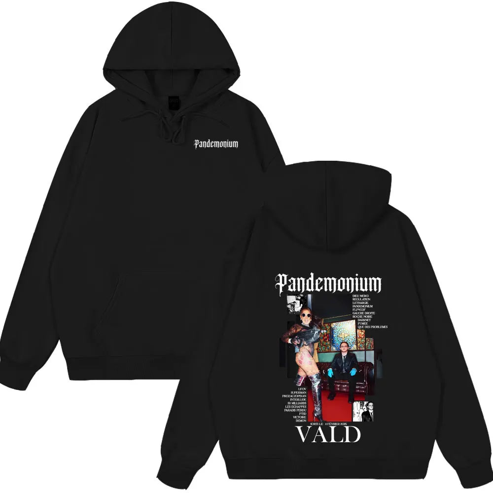 Hot Sale Wear Rapper Vald PANDEMONIUM Album Graphic Hoodie Men Women Hip Hop Fashion Hoodies Male Vintage Wear Winter Streetwear
