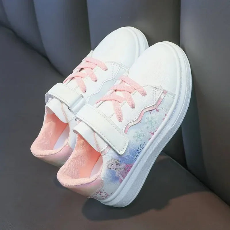 Disney Kids Girls Shoes 2024 New Children Sneakers Girls Elsa Frozen Princess Casual Sport Shoes Student Shoes Teen Shoes