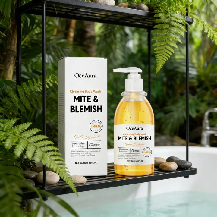 OceAura Shower Gel Body Wash Salicylic Acid Removes Skin Blemishes Anti Mite Oil Control Aloe Hydrating Clean Body Shower Gel Halalzen