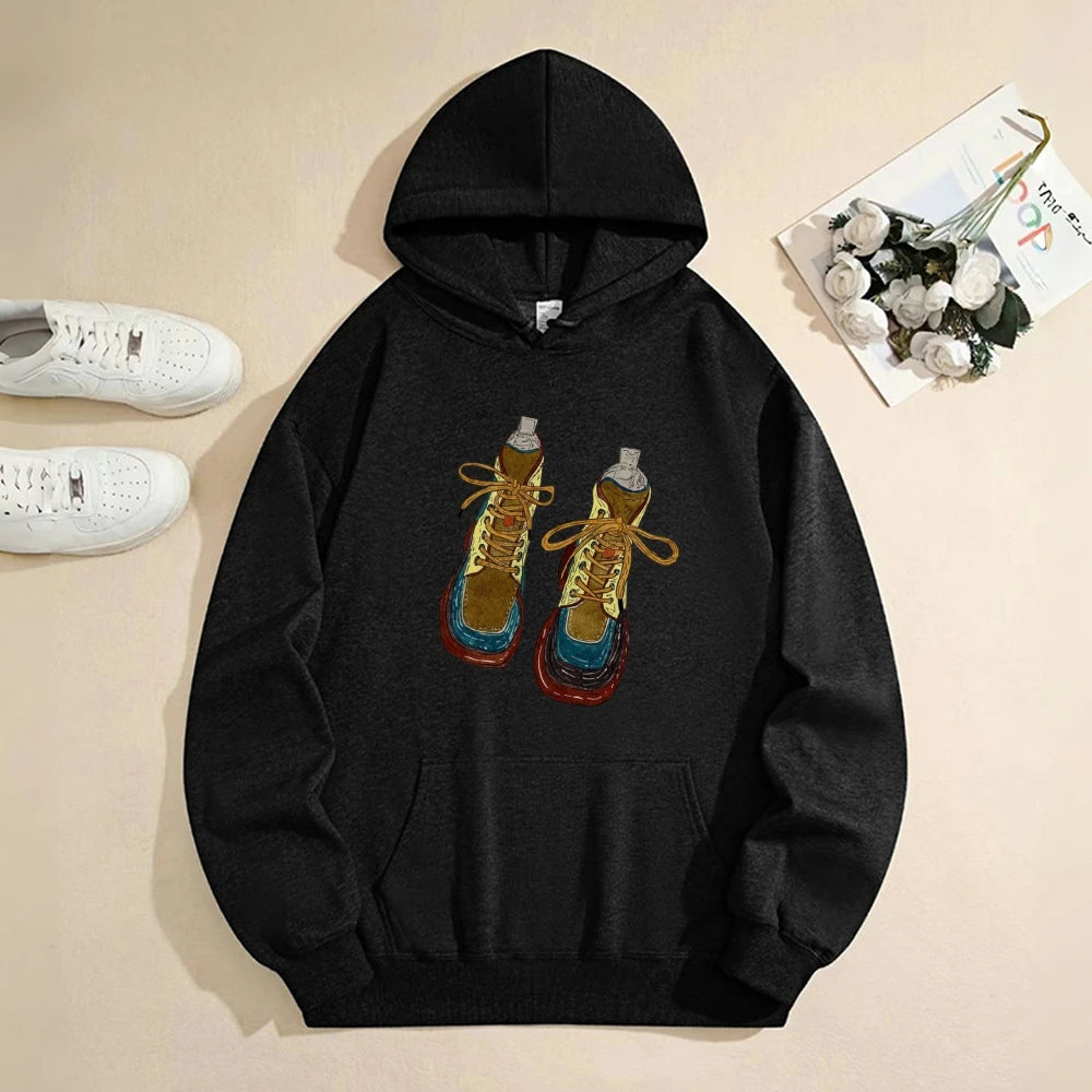 Y2k 2000s Hoodie Fashion Casual Washed Hoodie Decorated With Cartoon Sneaker Illustration Trendy Comfortable Streetwear