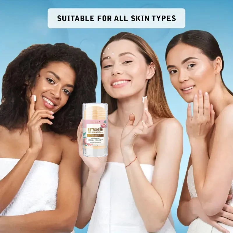 Natural Estrogen Cream Stick, Glycerin, Ginseng Root, Tea Tree Leaf Extract, Calming, Gentle Body Care Cream, Alcohol-Free, Suitable for All Skin Types, Natural Skin Care