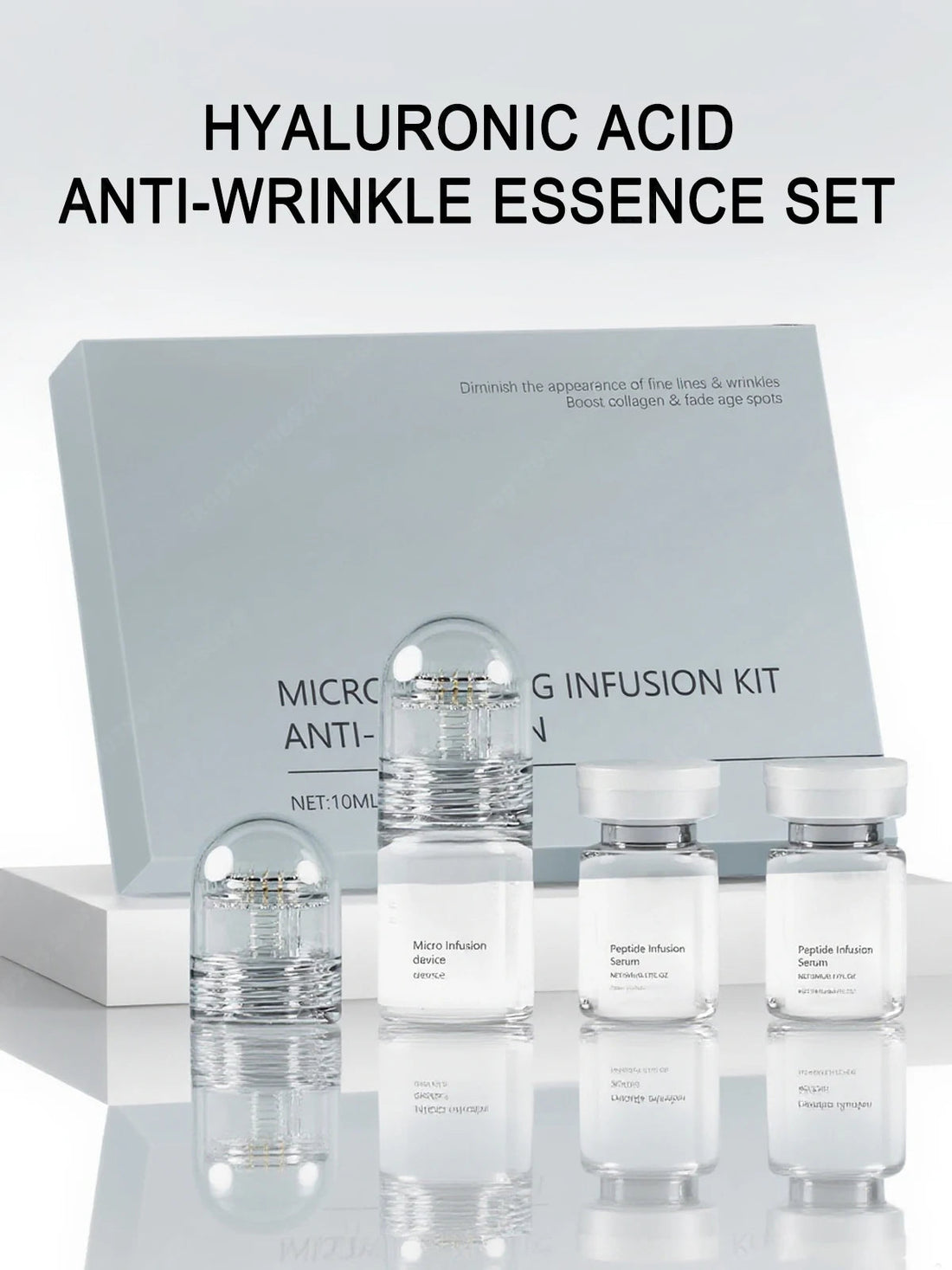 Hyaluronic Acid Anti-wrinkle Essence Hydrate Moisturize Firm Clean Pores Set Halalzen