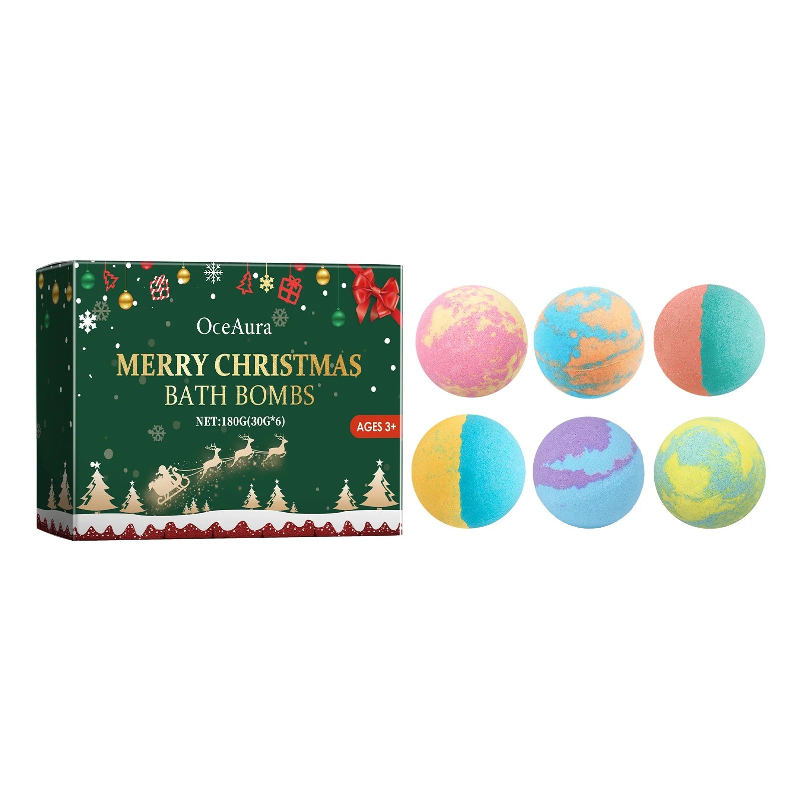 Christmas Colorful Bath Balls Foot Spa Deep Moisturizing Skin Relaxing Reduce Dryness Kids Gifts Bubble Rosemary Bath Ball Bombs Halalzen
