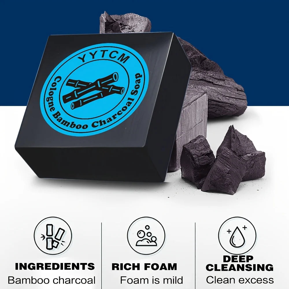 Men's Care Cologne Bamboo Charcoal Soap - Deep Clean & Bath Soap, Cleansing Face Soap Freshness 65G/Pc-1Pc Halalzen