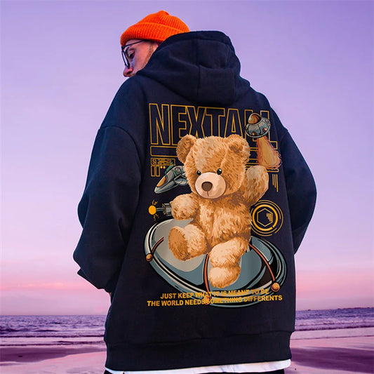 Autumn Men Hip Hop Bear Graphic Hoodie 2025 Cartoon Casual Oversized Hoodies Streetwear Fashion Sweatshirts Japanese y2k Clothes