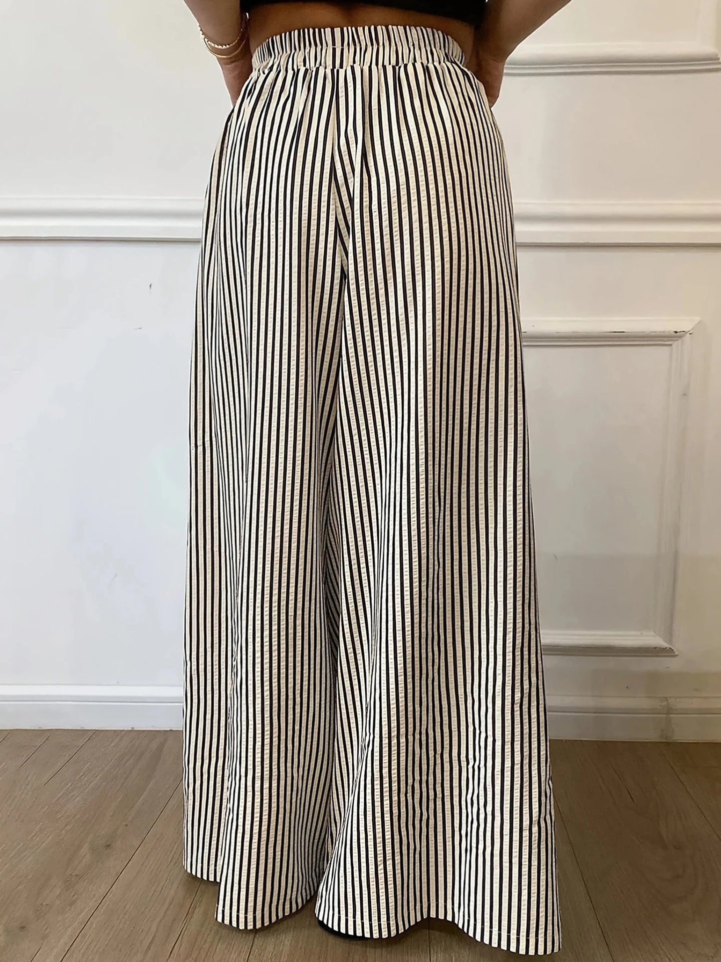 Women s Boho Chic Floral Print Wide Leg Palazzo Pants High Waist Loose Fit Trousers with Pockets and Belt Detail