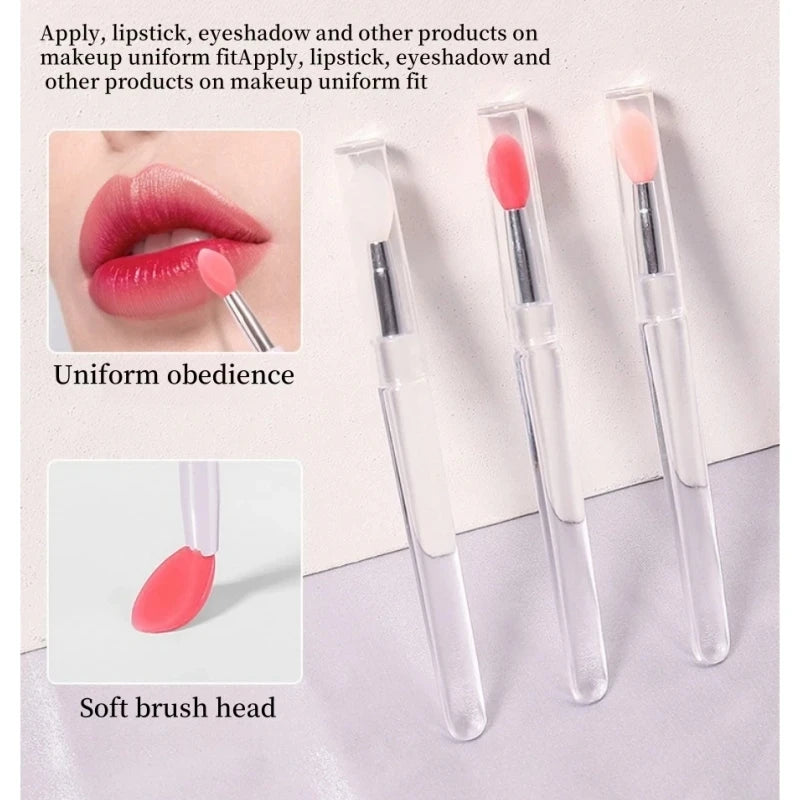 Silicone Lip Brush With Lid Mini Professional Portable Lip Mask Brush Lipstick Eyeshadow Brush Smudged Lipstick Brush