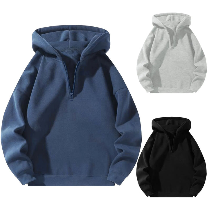 Men's Casual Hoodies Oversized Half Zip Sweatshirts Pullover Tops Solid Color Mens Clothing Streetwear Harajuku Male Hoodie