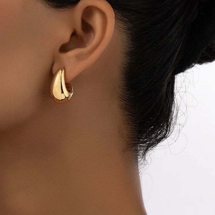 Vintage Chunky Dome Drop Earrings For Women Gold Plated Stainless Steel Thick Teardrop Earring Statement Wedding Jewelry Gifts HALALZEN