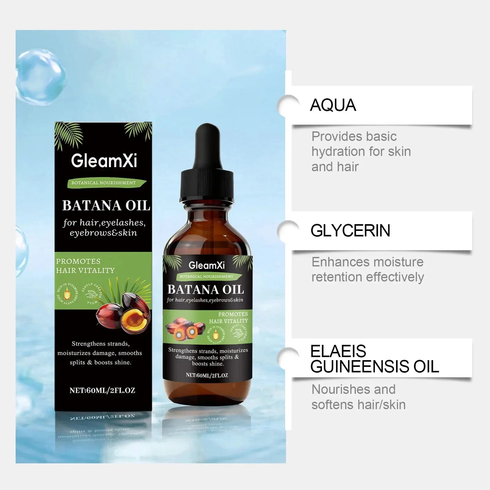 Batana Hair Care Oil - Gentle and Smooth, Nourishes Hair, Volumizing Hair Care Oil Halalzen
