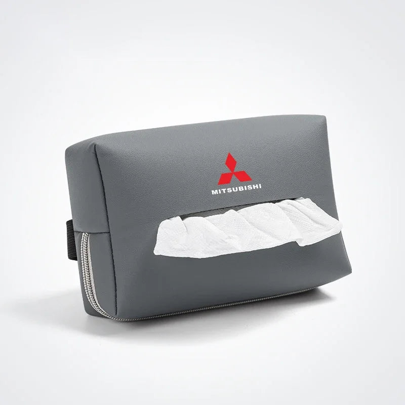 Leather Car Interior Tissue Box Seat Back Storge Bag for Mitsubishi Lancer Outlander Pajero L200 ASX Eclipse Ralliart EVO Galant