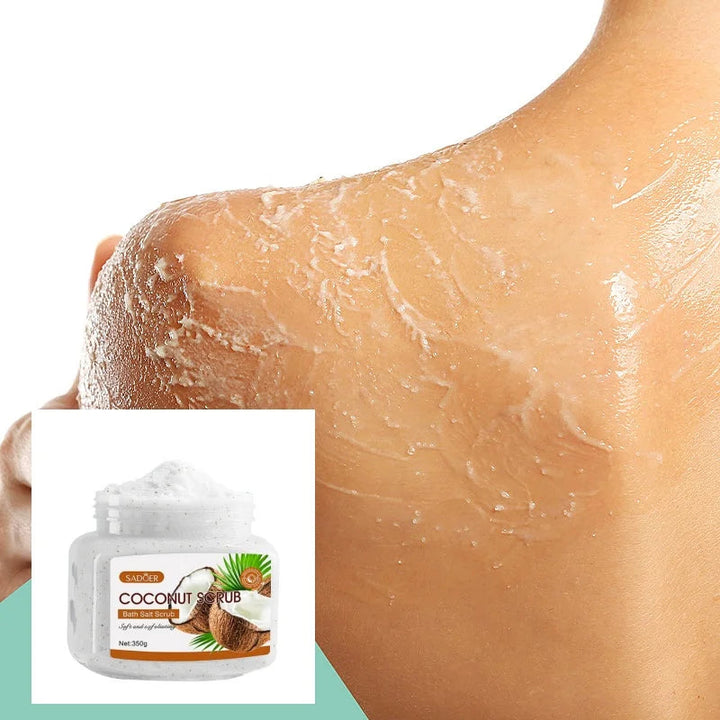 350g Coconut Scrub, Rich in Walnut Shell Powder, Glycerin, Coconut Extract and Other Skin Care Ingredients, Gentle and Fine Exfoliating Particles Deeply Cleanse the Skin, Remove Dirt, Physical Exfoliation, Refreshing and Puri Halalzen
