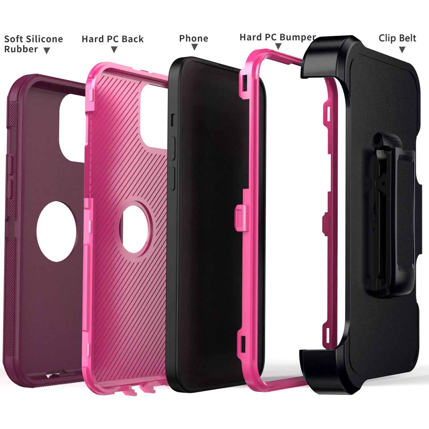 For iPhone 11/11 Pro/11 Pro Max Shockproof Phone Case Rugged Hybrid Heavy Duty Soft Protective Cover With Belt Clip