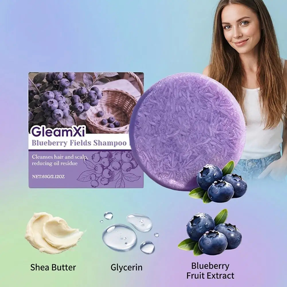 Blueberry Fields Shampoo & Conditioner Bundle Bars Strengthen & Norish Hair, Gentle Moisturizing Scalp Dry & Damaged Hair Care Halalzen