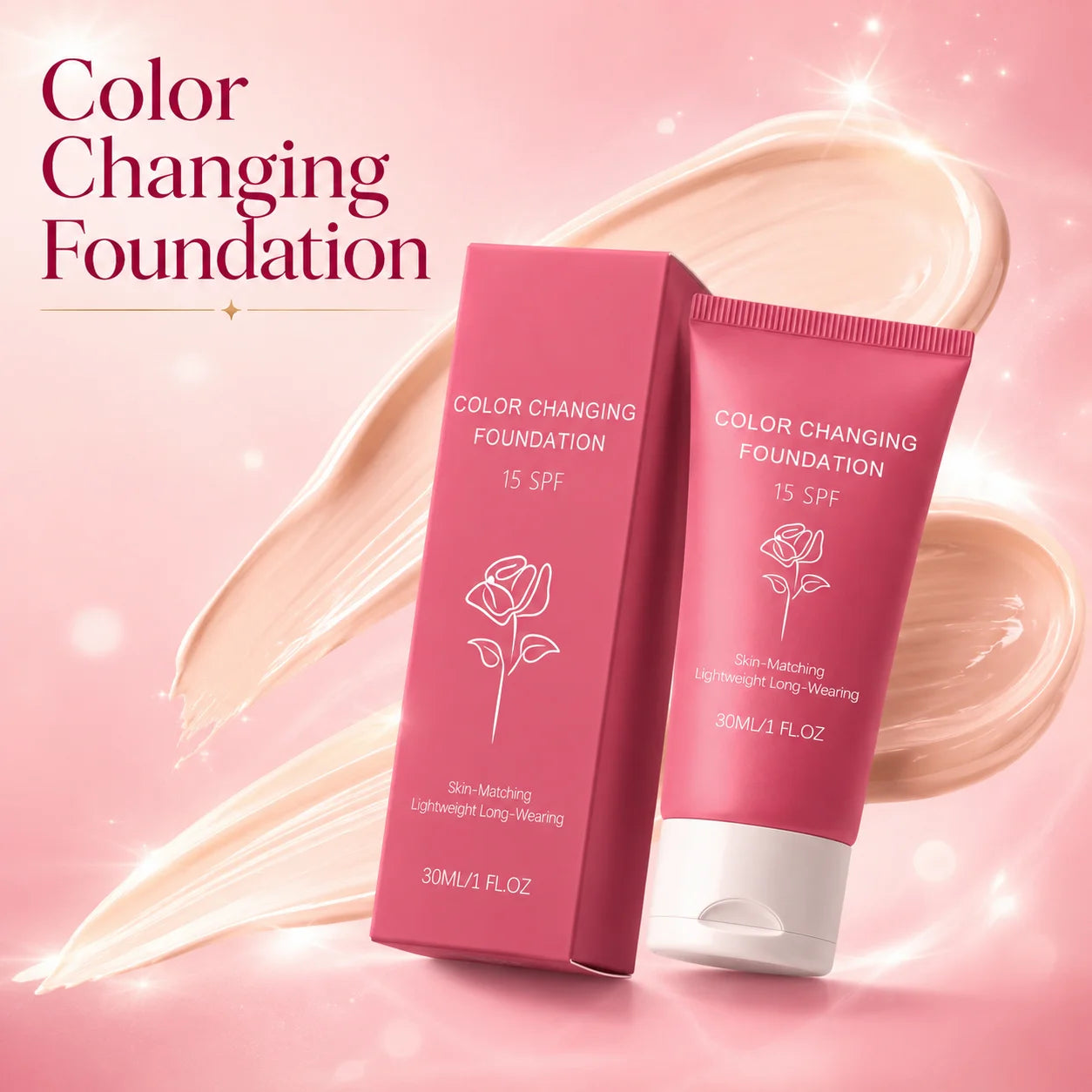 Korean Color Changing Foundation Liquid Automatically Adjusting Skin Tone Conceal Facial Skin Fine Flaw Daily Facial Makeup Base
