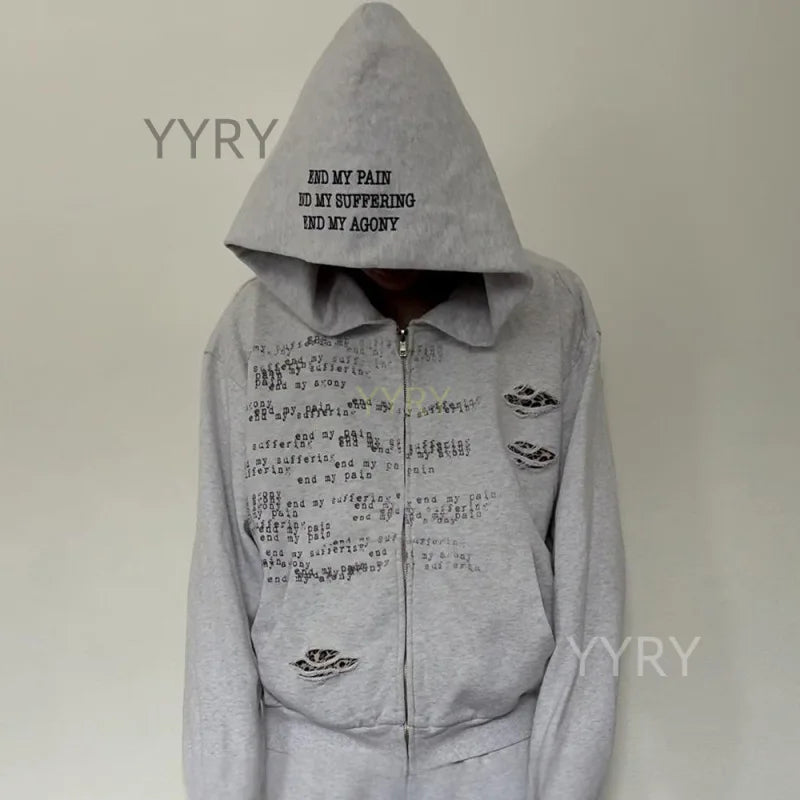 European and American y2k printed letter pullover sweatshirt long sleeved pullover hoodie