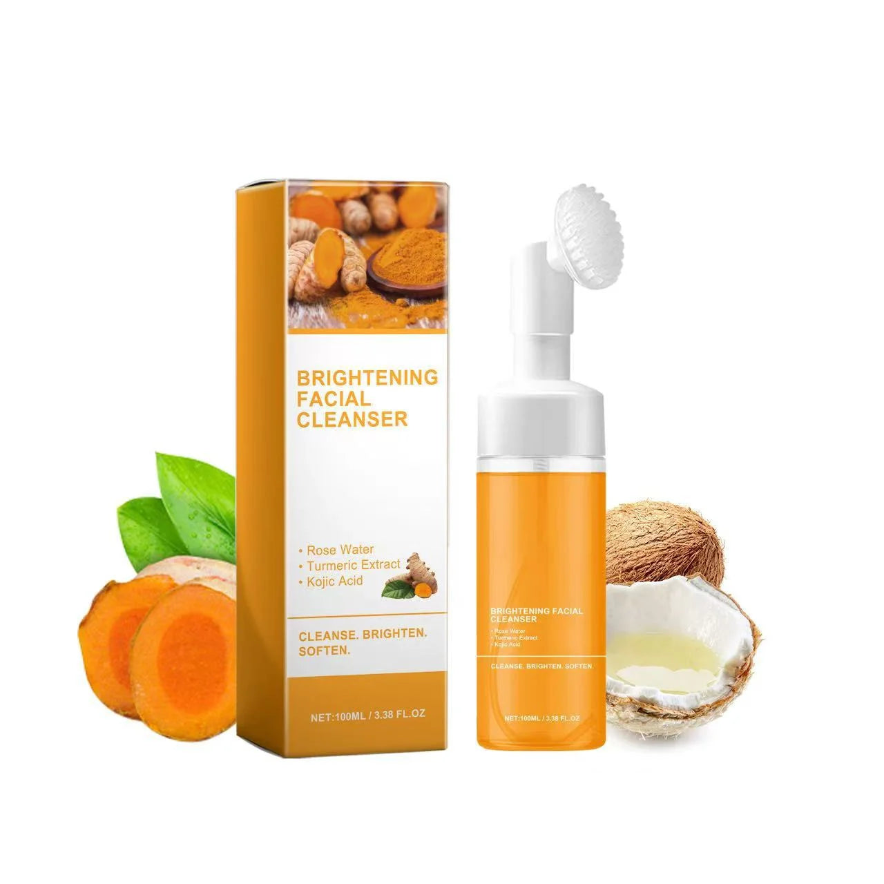 Turmeric Cleansing Mousse Anti Pimple Improves Dark Spot Oil Control Blackhead Remover Brighten Deep Hydrating Face Cleanser Halalzen