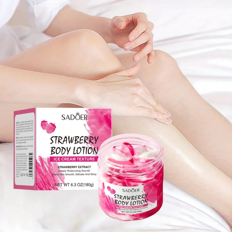 180g Strawberry Body Lotion, Containing Niacinamide, Strawberry Fruit Extract and Other Skin-Friendly Ingredients, Deeply Moisturizes, Locks in Skin Moisture, Improves Dryness, and Makes Skin Look Smooth and Delicate, Suitabl