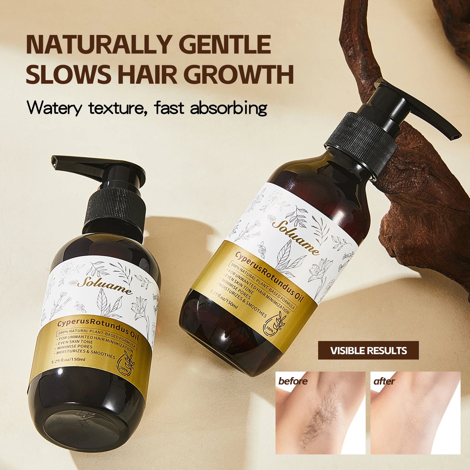 Cyperus Rotundus Oil, Reduces Body Hair Growth, Gentle and Non-Irritating, Cools the Skin & Post-Shave Oil