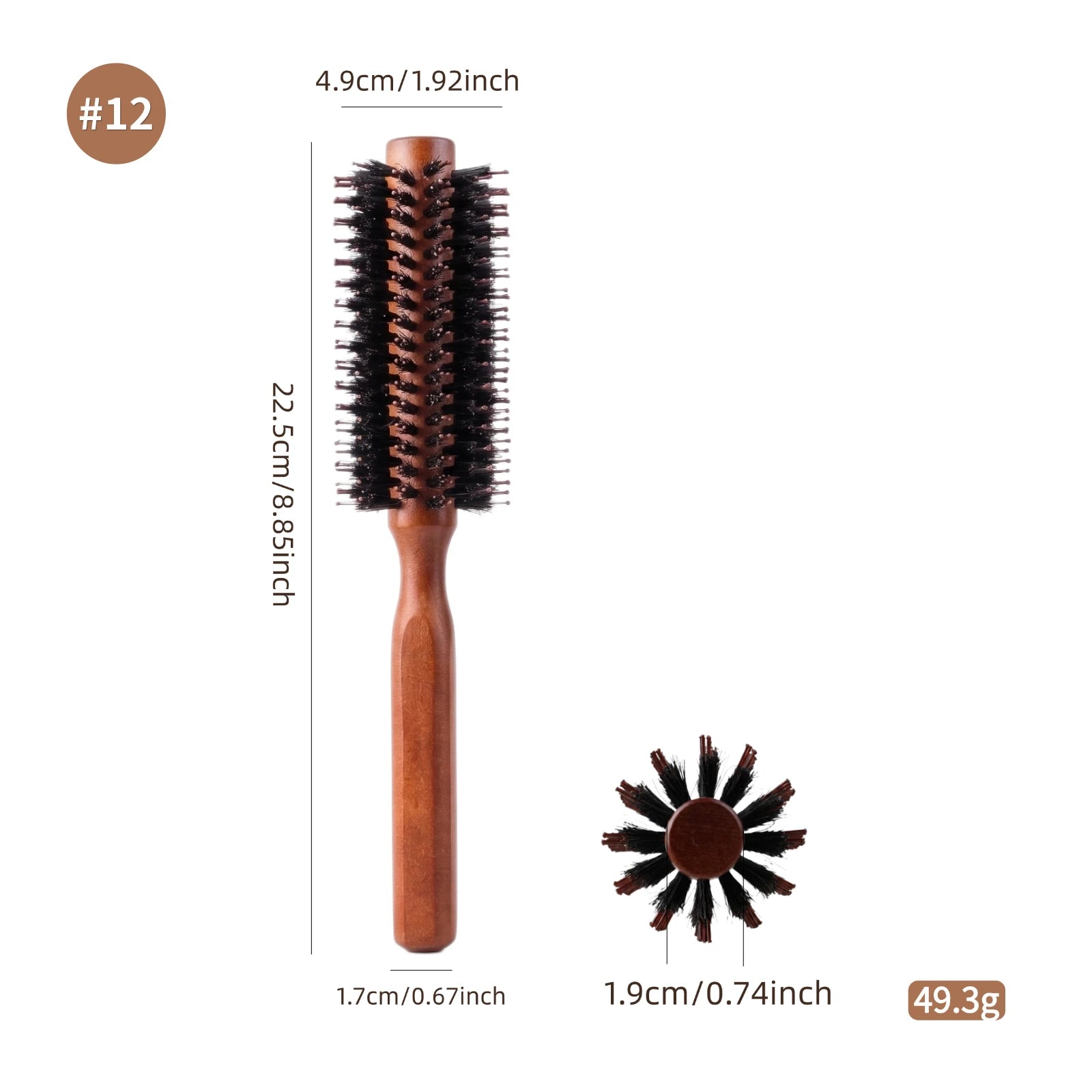 Professional 4 Sizes Boar Bristle Round Hair Brush Wooden Anti Slip Handle Salon Home Blow Dry Curling Volume Styling Brush