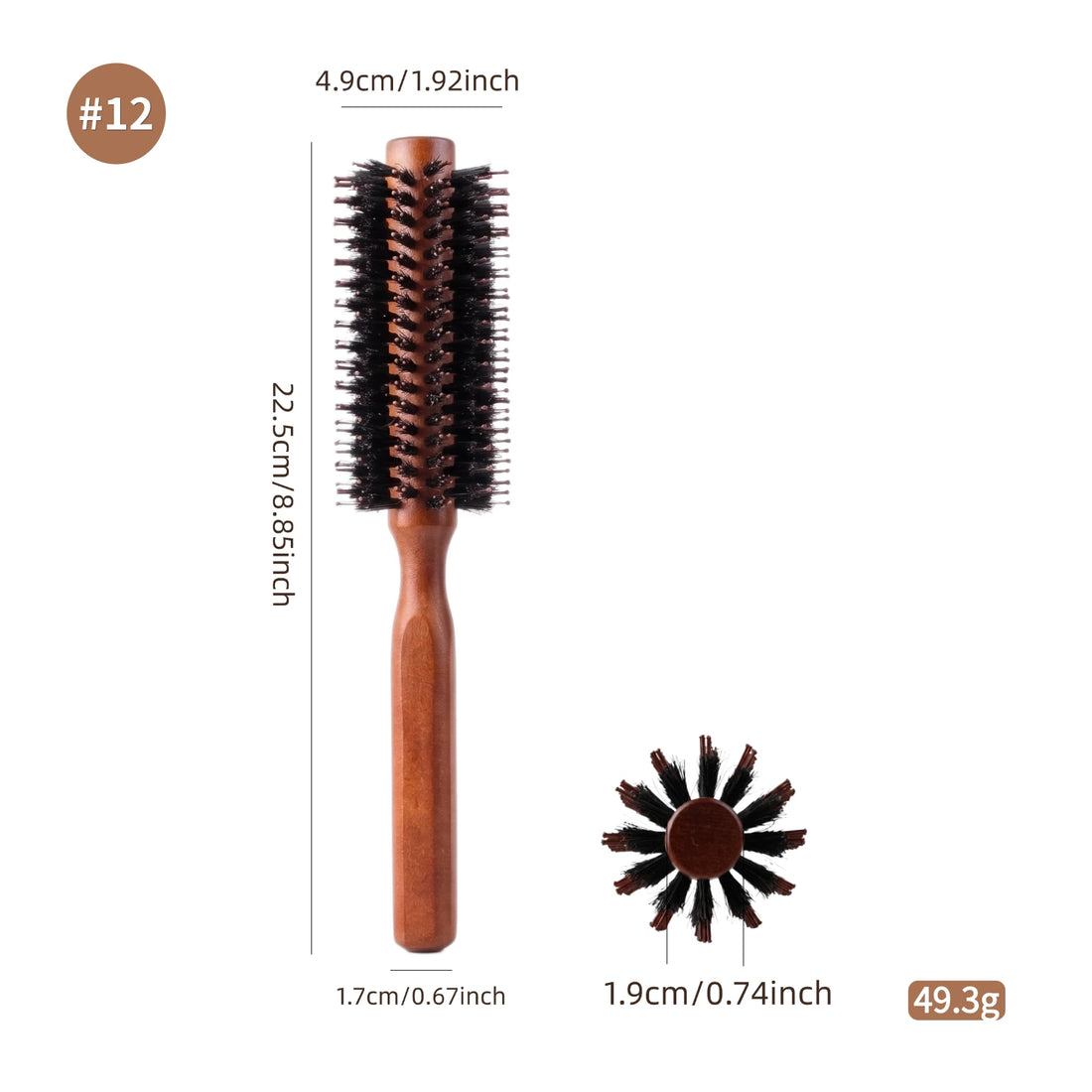 Professional 4 Sizes Boar Bristle Round Hair Brush Wooden Anti Slip Handle Salon Home Blow Dry Curling Volume Styling Brush