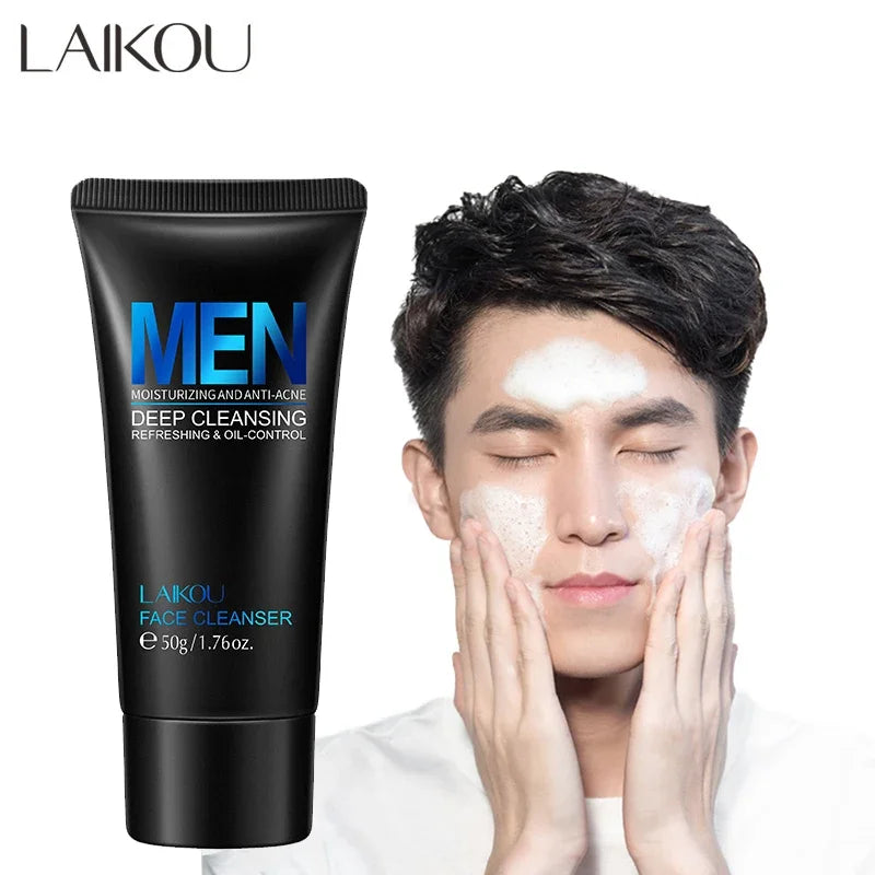 LAIKOU Men Facial Cleanser Face Washing Moisturizing Man Skin Care Oil Control Blackhead Remove Scrub Cosmetics Deep Norishing Halalzen