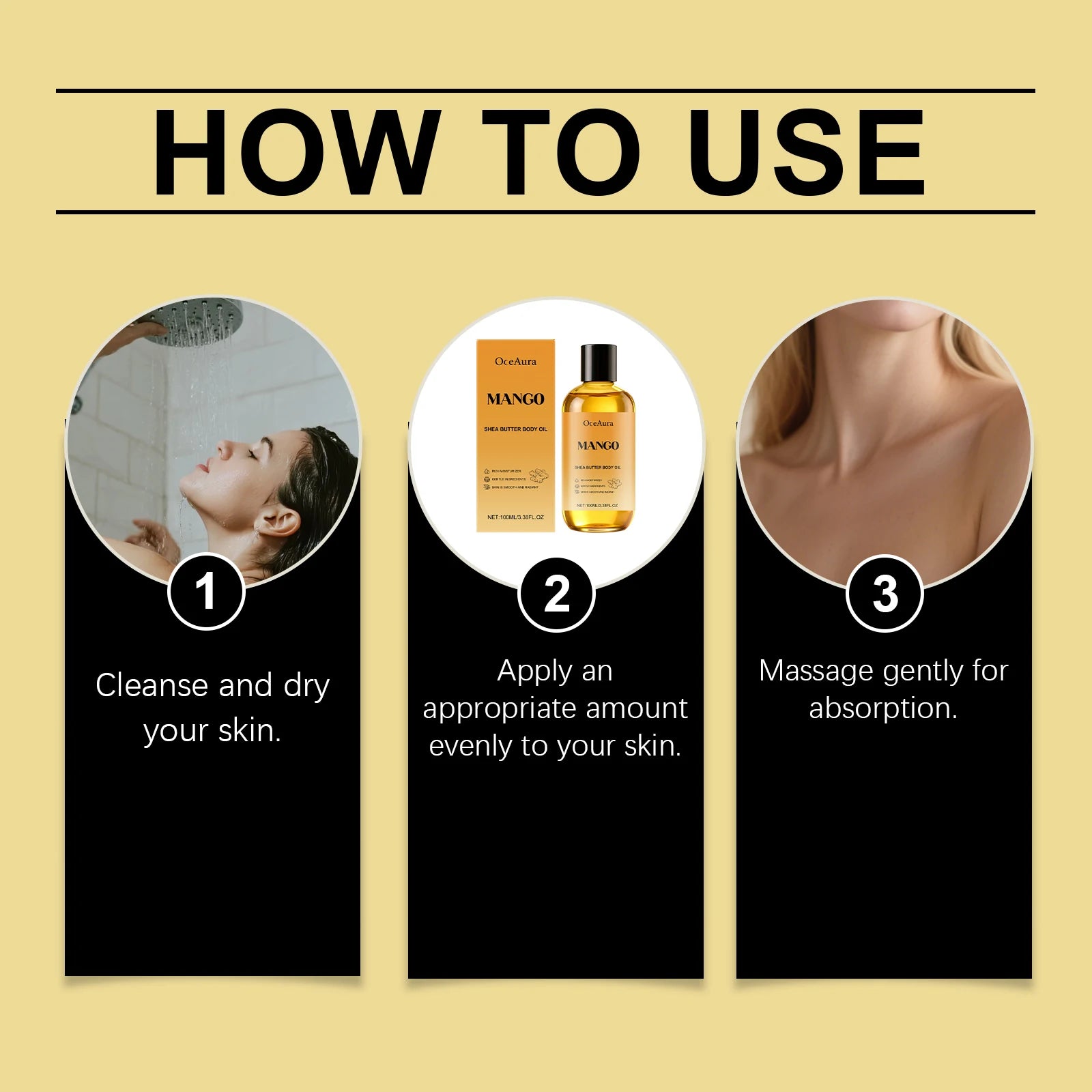 Mango Shea Butter Body Oil Soften Rough Skin Improve Skin Condition Long-Lasting Hydration Fresh Fragrance SPA Massage Skin Oil