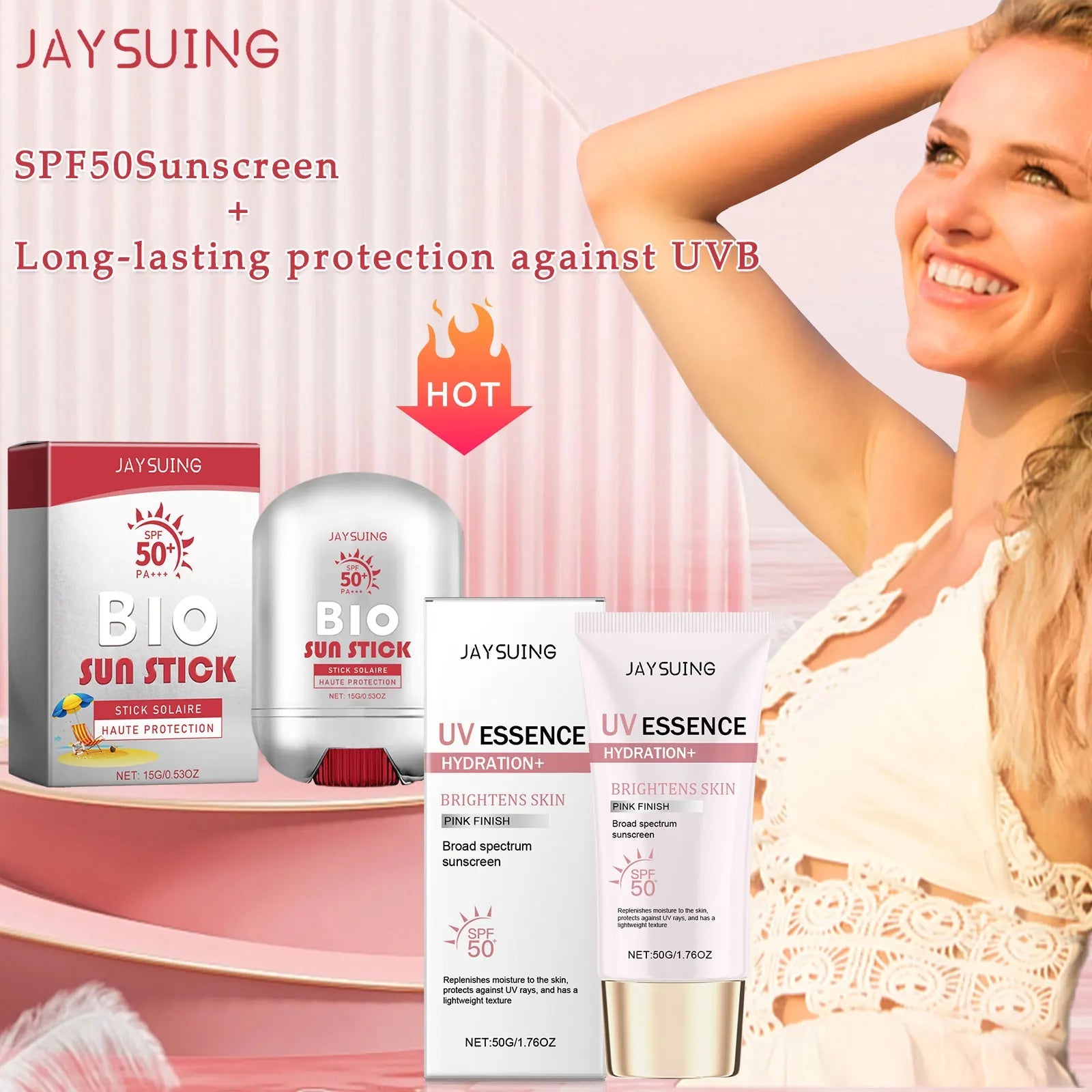 Spf 50+ Sunscreen Stick Hydrating Oil Free Anti Sun UV Protection Natural Sunblock Isolation Cream Mild Face Body Moisturizer Halalzen