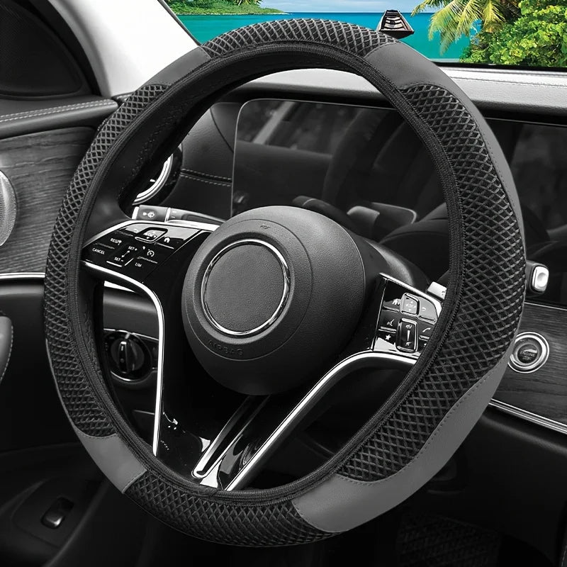 Ice Silk Mesh Steering Wheel Cover Without Inner Ring - Stylish, Breathable & Non-Slip Car Wheel Protector  38cm Fit for Cars