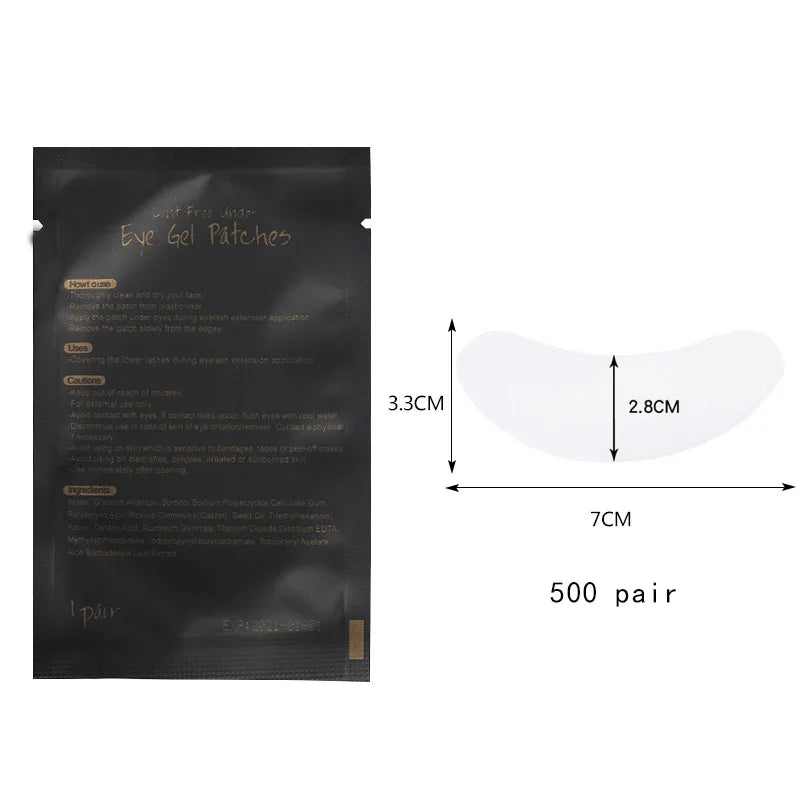 200/500 Pairs Hydrogel Eyelash Pad Patch Tips Wraps Under Eye Lash Paper Stickers Gel Patches Eyelash Extension Makeup Tool